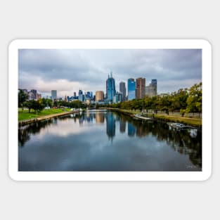 Melbourne from the Swan Street Bridge, Melbourne, Victoria, Australia. Sticker